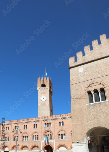 Treviso, TV, Italy - October 17, 2021: Palazzo dei Trecento also called Palazzo della Ragione home to  municipal council photo