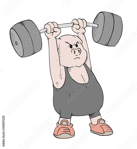 Funny pig doing weights