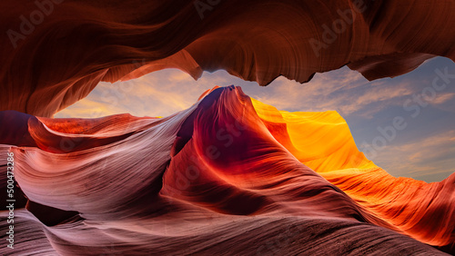 Antelope Slot Canyon near Page, Arizona, USA. Abstract background and beauty of nature concept.