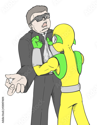 Angry hero threatening draw