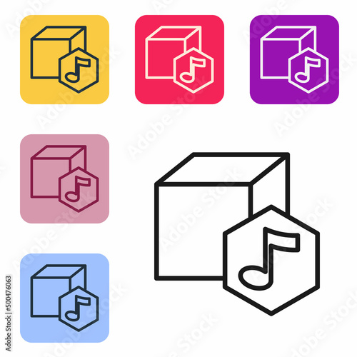 Black line NFT Digital crypto art icon isolated on white background. Non fungible token. Set icons in color square buttons. Vector