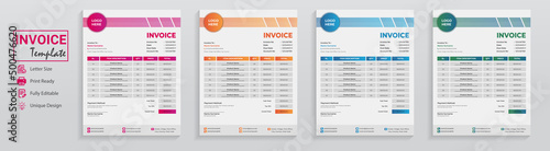 Minimal invoice template design. Trendy clean invoice form used as cash memo receipt for business grocery restaurant technology company.