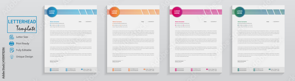 Minimal letterhead design set bundle for professional personal multipurpose use as office letter for technology  