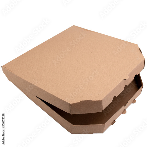 cardboard pizza box isolated on white background