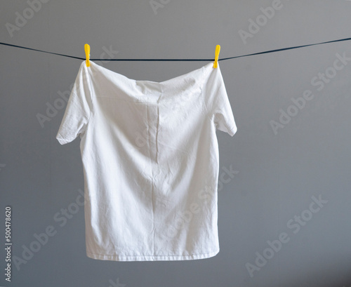 fresh washed clothes hang and dry, clean textile