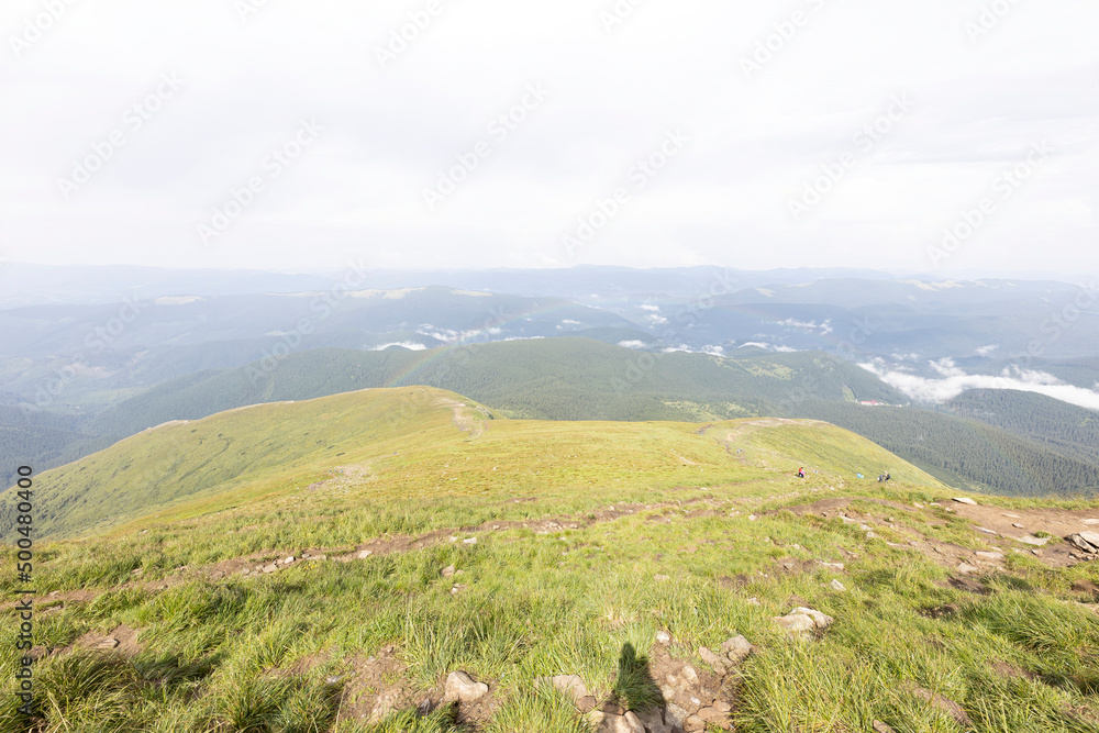 Fototapeta premium Panorama of mountains in the Ukrainian Carpathians on a summer day.