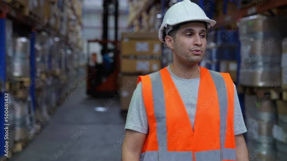 Business concept of 4k Resolution. The manager is explaining the process of working in the warehouse. Business concept of 4k Resolution. The manager is explaining the process of working in the warehouse.