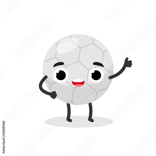 Fototapeta Naklejka Na Ścianę i Meble -  Cute happy smiling Football ball. Soccer emoji mascot