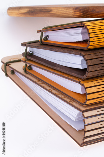 wooden bound recipe book
