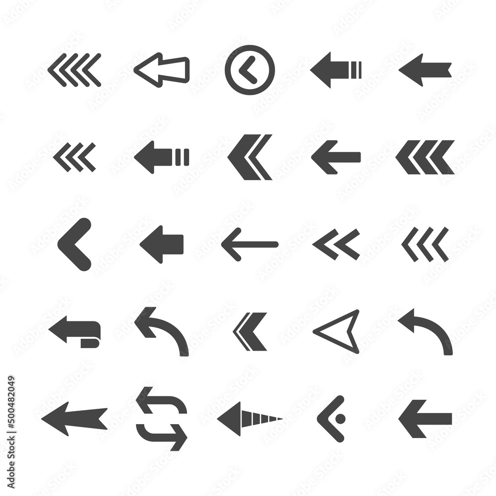 Arrow icons set. Vector pictogram arrows collection.