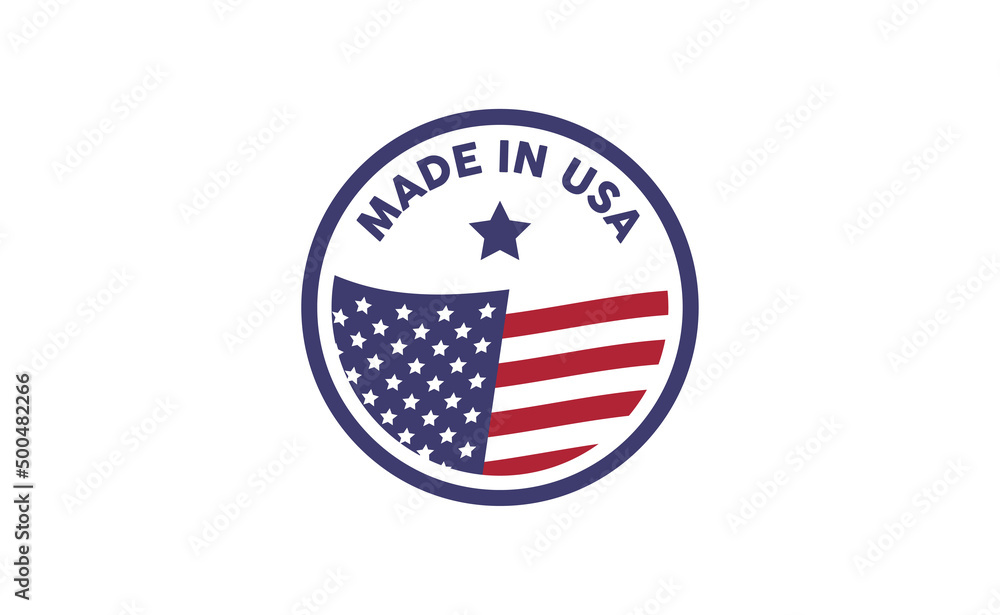 Made in America badge. United States patriotic symbol. American label. USA emblem. Made in America badge. United States patriotic symbol. American label. USA emblem.