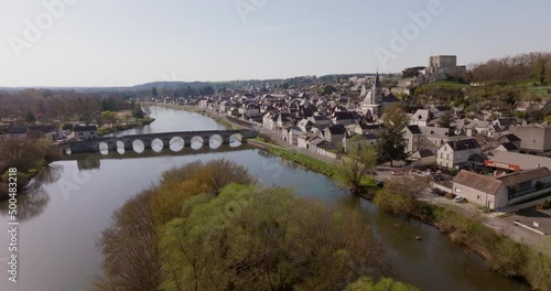 Wallpaper Mural Aerial shot of the city of Montrichard Val de Cher in France. Torontodigital.ca