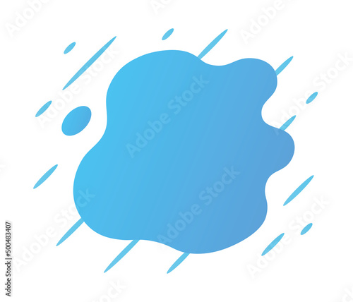 Beautiful futuristic blue abstract dynamic shape amoeba badge backdrop, wavy black hole or teleportation frame flat vector design background template.