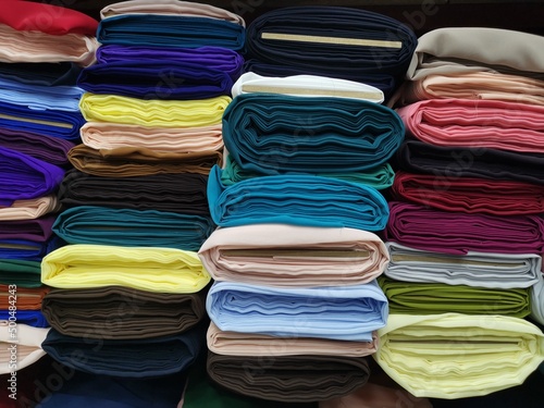 The fabric blocks in different colors and sizes