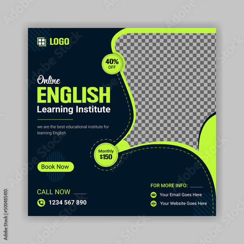 Spoken English social media post template design for advertisement any English learning institute photo