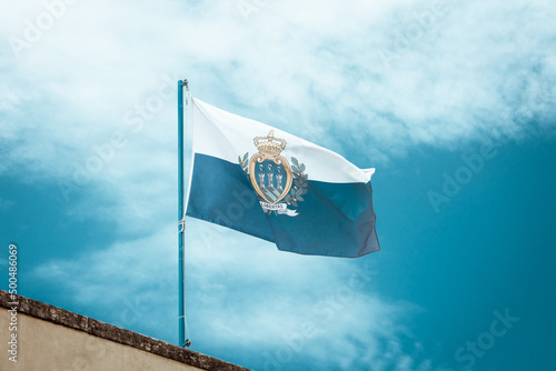 Republic of San Marino Flag, Piazza della Liberta - San Marino, San Marino - 12.07.2021 photo