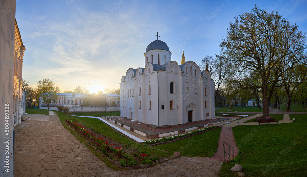 Ukrainian Borisoglebsk Cathedral in spring before the russian aggression	