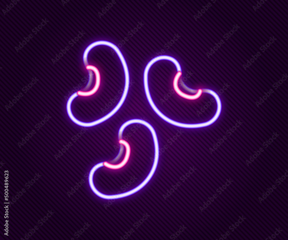 Naklejka premium Glowing neon line Beans icon isolated on black background. Colorful outline concept. Vector