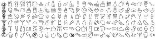 Set of Food   Beverage icons. Outline style icons bundle. Vector illustration
