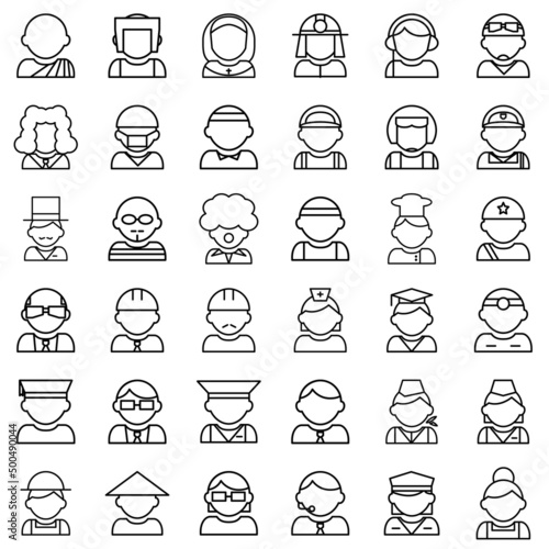 Set of People icons. Outline style icons bundle. Vector illustration