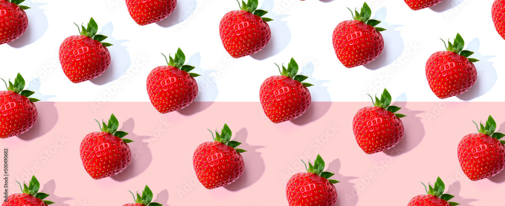 Fresh red strawberries overhead view - flat lay Fresh red strawberries overhead view - flat lay