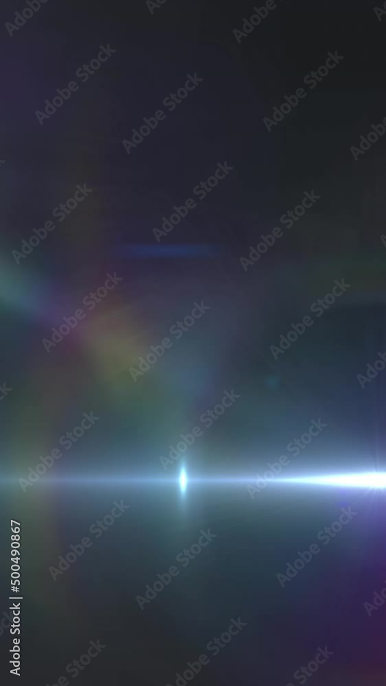 Animation of spotlights with lens flare and light beams moving over dark background Animation of spotlights with lens flare and light beams moving over dark background