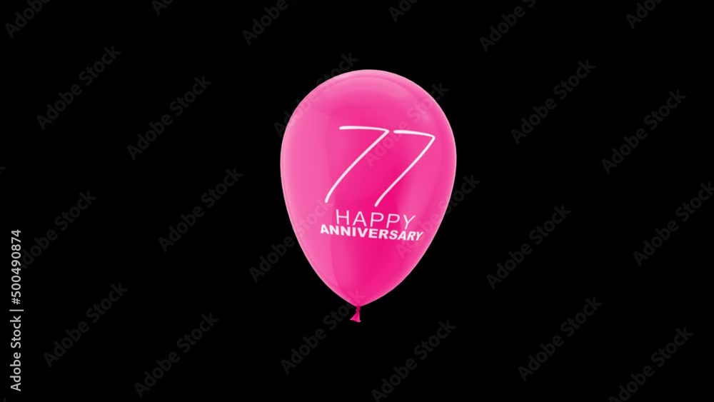 Anniversary Celebration Helium Balloon with Number 77. Loop Animation with Alpha Channel Prores 4444. Anniversary Celebration Helium Balloon with Number 77. Loop Animation with Alpha Channel Prores 4444.