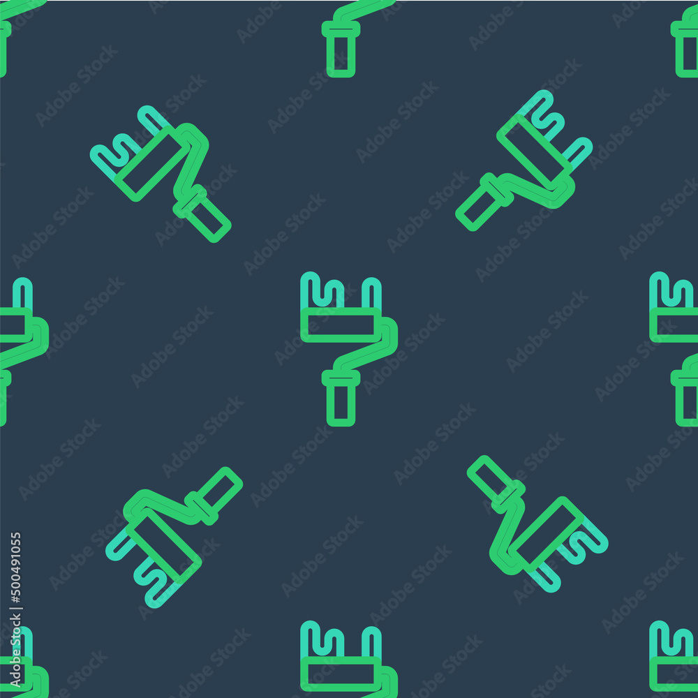 Line Paint roller brush icon isolated seamless pattern on blue background. Vector Line Paint roller brush icon isolated seamless pattern on blue background. Vector