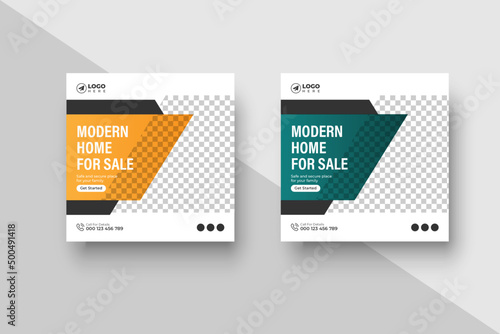 Real estate house social media instagram post or web banner template