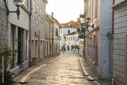 Fototapeta Naklejka Na Ścianę i Meble -  View of the streets of the old town Herceg Novi in Montenegro. High quality photo