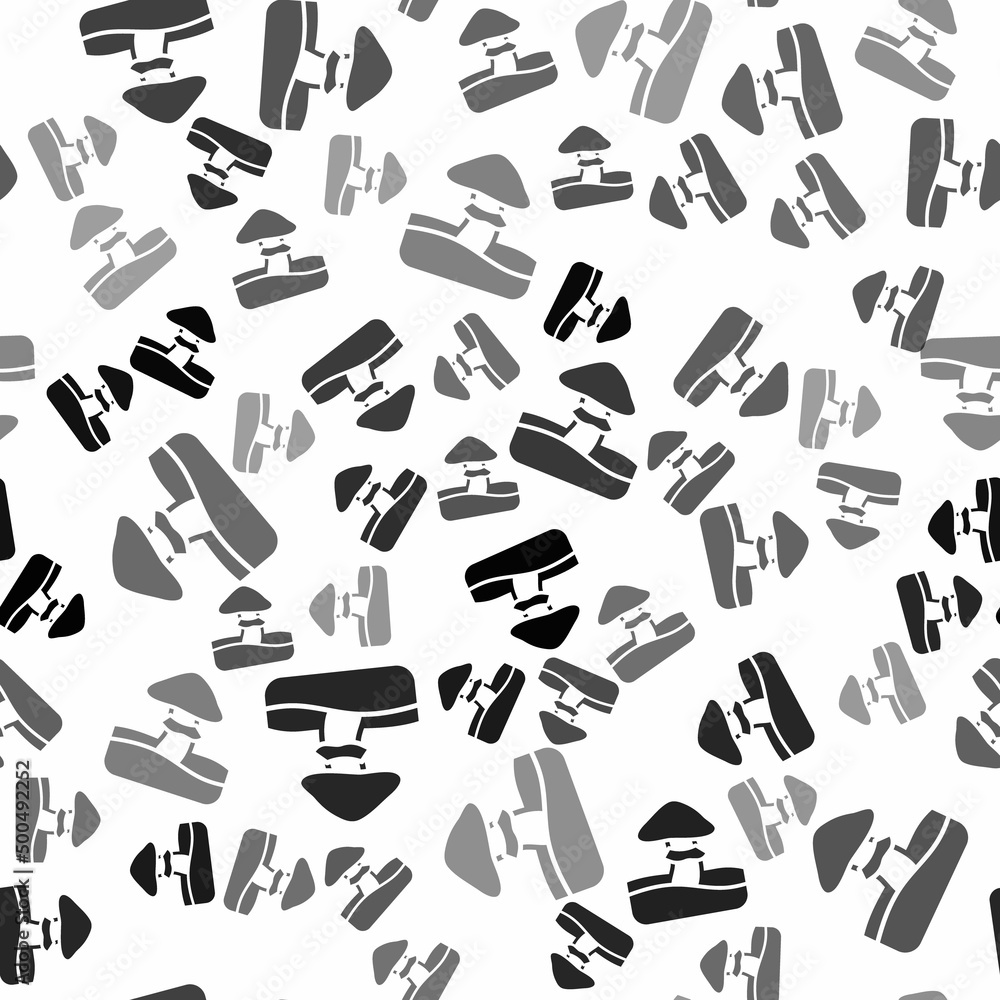 Obraz premium Black Mushroom icon isolated seamless pattern on white background. Vector