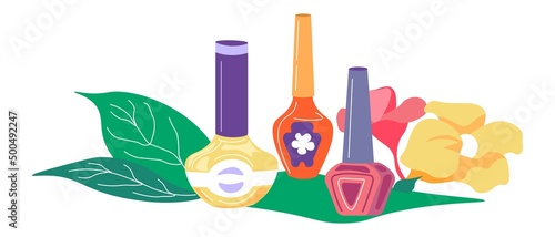 Nail polish set, manicure and pedicure vector