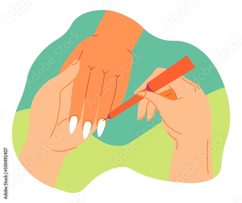 Nailcare in beauty or spa salon, cuticle removing