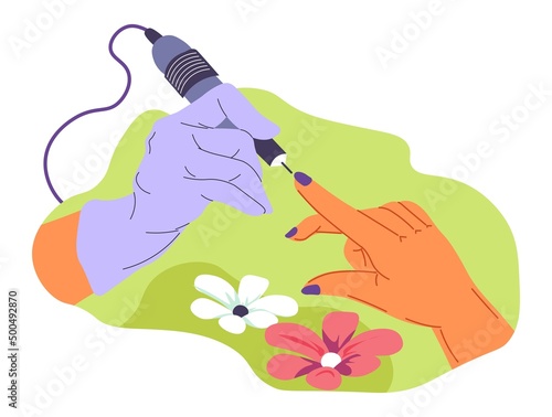 Manicure procedure in spa or beauty salon vector