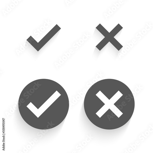 Check mark icon set in Different style , Vector black confirm symbol, isolated on white background