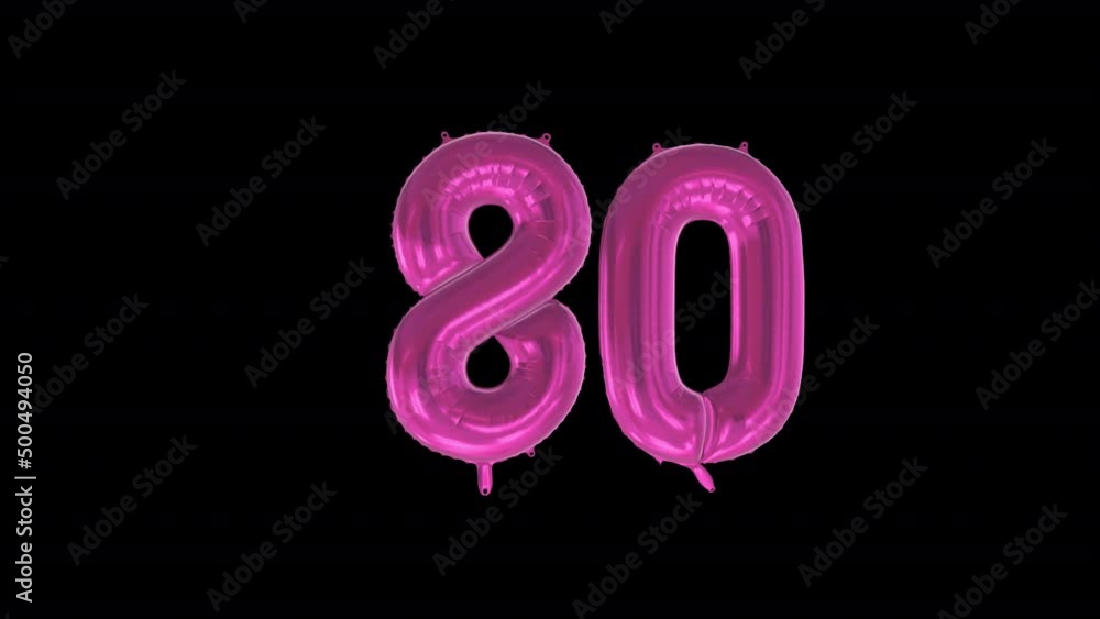 Anniversary Celebration Helium Balloon with Number 80. Loop Animation with Alpha Channel Prores 4444. Anniversary Celebration Helium Balloon with Number 80. Loop Animation with Alpha Channel Prores 4444.