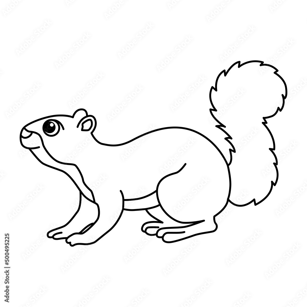 Squirrel cartoon coloring page illustration vector. For kids coloring book.