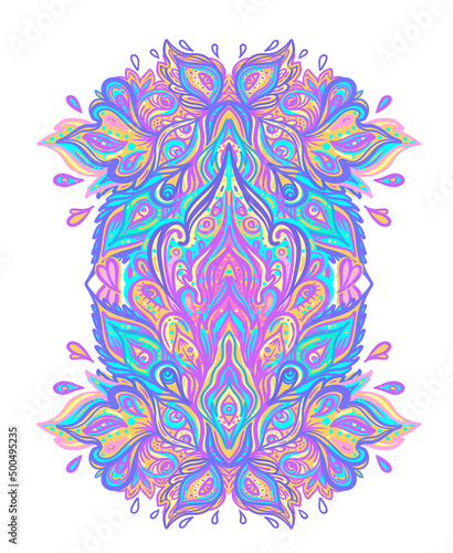 Decorative Indian round lace ornate mandala. Vintage vector pattern on transp...