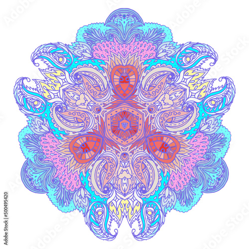 Decorative Indian round lace ornate mandala. Vintage vector pattern on transp...