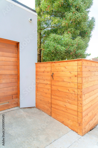 Wooden fence with gate near the garage at San Francisco, California