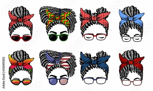 Messy bun dreadlocks hair vector illustration