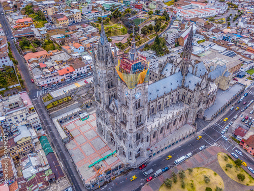 basilica of the national vow in Quito, the capital of Ecuador, a cathedral that is always under repair