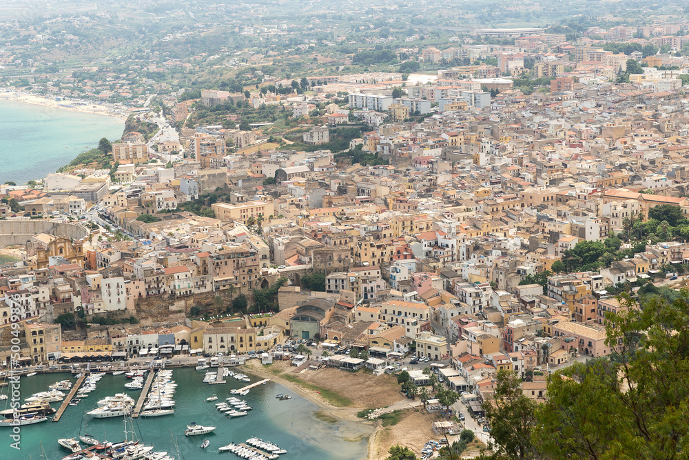 High Angle Sights of the City in Castellammare del Golfo, Province of Trapani, Sicily, Italy.