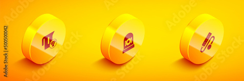 Set Isometric Smart electric kettle, Ringing alarm bell and Electric extension cord icon. Vector