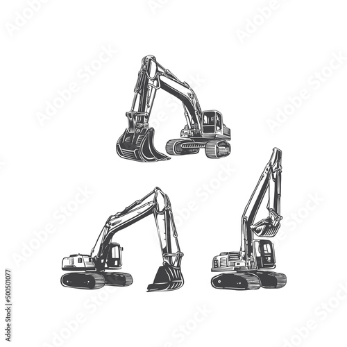 Wallpaper Mural excavator set illustration Torontodigital.ca