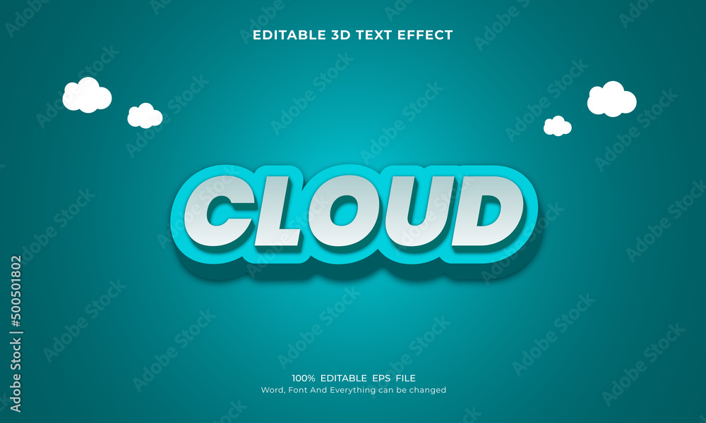 Cloud 3d editable text effect