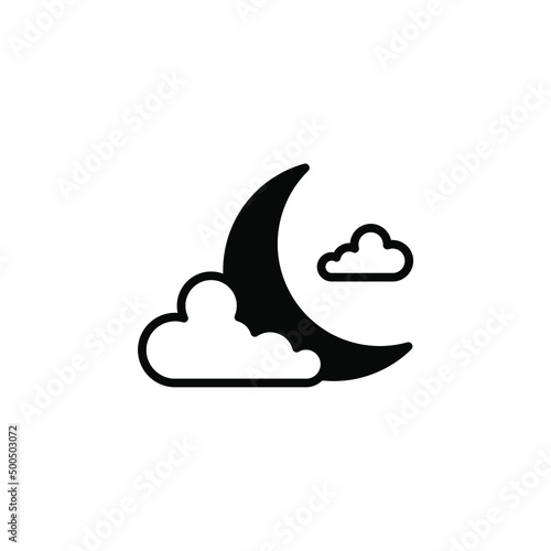 Moon, Night, Moonlight, Midnight Solid Line Icon Vector Illustration Logo Template. Suitable For Many Purposes.