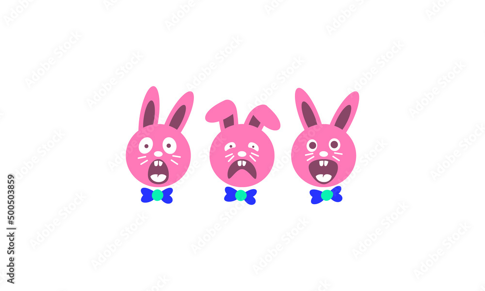 vector graphic illustration logo design for emoticon mascot character pink rabbit 