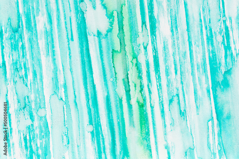 blue, turquoise, aquamarine striped watercolor painted background texture