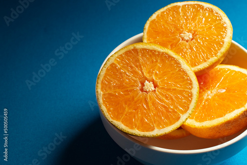 orange on blue